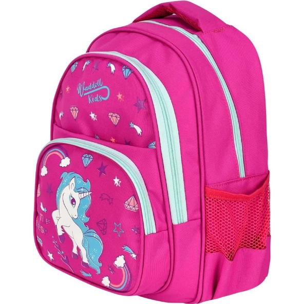 Waddell Kırmızı Unicorn Üç Bölmeli İlkokul Kız Çocuk Okul Çantası - 3