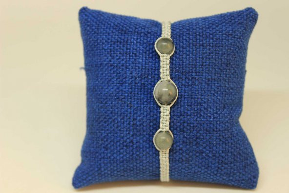 Zümrüt Taşı Gümüş Boncuklu Ayarlanabilir Bileklik (27245) ürün görseli