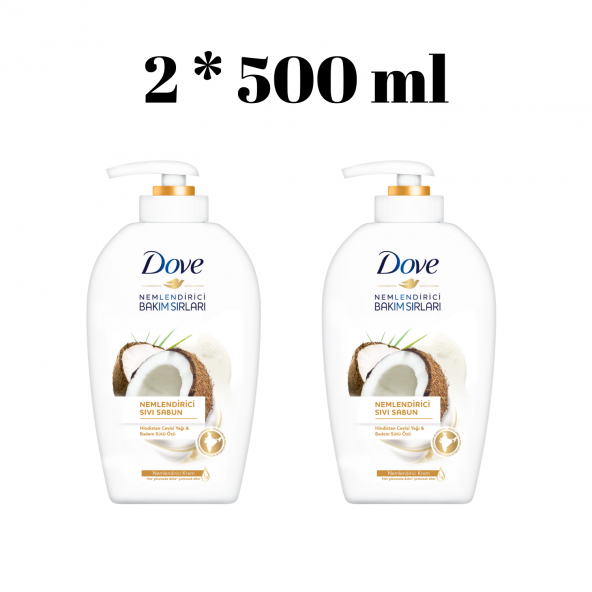 Dove Sıvı Sabun Hindistan Cevizi Yağı ve Badem Sütü Özü 500 ml* 2 ADET