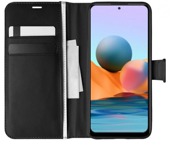 Xiaomi Redmi Note 10S Kılıf Kar Deluxe Kapaklı Standlı Kartlıklı Korumalı