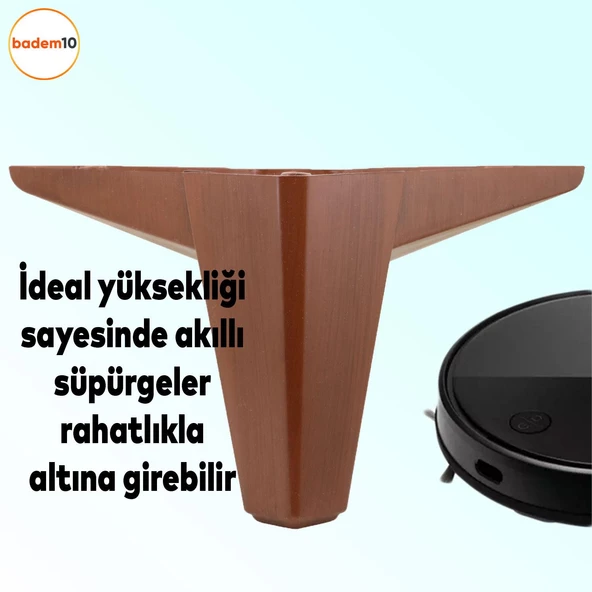 Sedir Lüks Mobilya Kanepe Tv Ünitesi Koltuk Ayağı 14 Cm Ahşap Desenli Kahverengi Baza Ayakları - 3