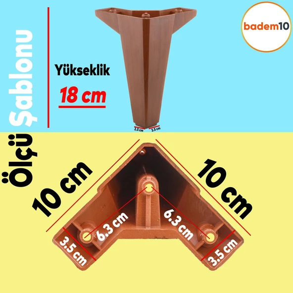 Sedir Lüks Mobilya Kanepe Tv Ünitesi Koltuk Ayağı 18 Cm Ahşap Desenli Kahverengi Konsol Ayakları - 4