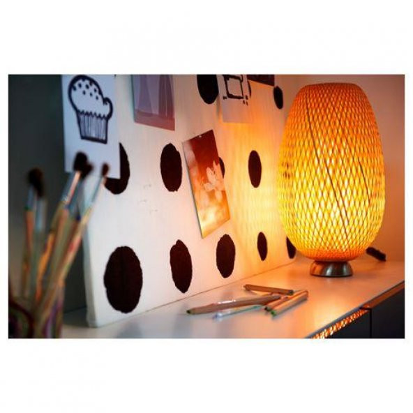 Bambu Natural Abajur MeridyenDukkan 40 Cm Bambu Örgü Oval Abajur - 3