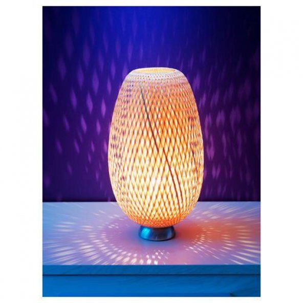 Bambu Natural Abajur MeridyenDukkan 40 Cm Bambu Örgü Oval Abajur - 4