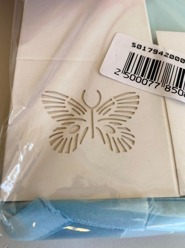 Kelebek Desenli Nikah Şekeri Kutusu 12li Mavi - 4