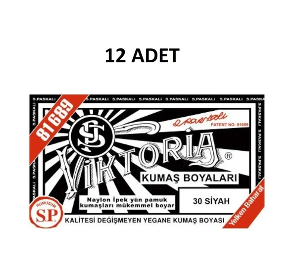 Viktoria Kumaş Boyası Siyah 12 Adet ürün görseli 1