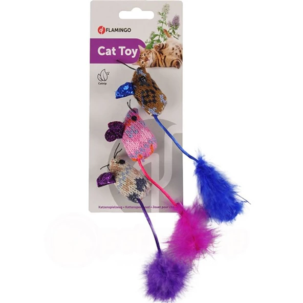 Flamingo Mohaire Tüylü Fare 3 lü Kedi Oyuncağı ürün görseli