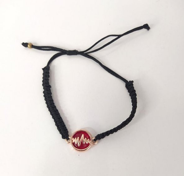 Bileklik Kalp Atışı Ritim Makrome Ayarlanabilir İp Bilezik Bileklik Bijuteri Takı - 3