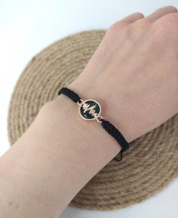 Bileklik Kalp Atışı Ritim Makrome Ayarlanabilir İp Bilezik Bileklik Bijuteri Takı - 2