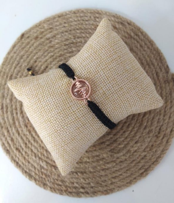 Bileklik Kalp Atışı Ritim Makrome Ayarlanabilir İp Bilezik Bileklik Bijuteri Takı ürün görseli 1