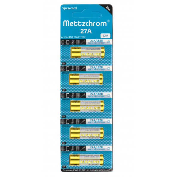 Mettzchrom 27a 12v Alkalin Pil 5 Adet Oto Ve Kapı Kumanda Pili
