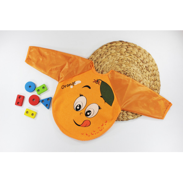 Unisex Portakal Desen Kollu Mama ve Etkinlik Önlüğü