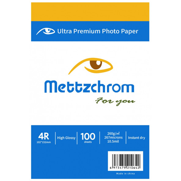 Mettzchrom 260gr 10x15cm Ultra Premium Parlak Fotoğraf Kağıdı 100 Sayfa Epson Hp Canon Uyumlu