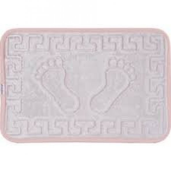 AYAK İZLİ KAYMAZ ÖZEL TABANLI BANYO PASPASI PEMBE MAKINA DAYIKANABİLİNİR 40X60CM BANYO LAVABO PASPAS - 2