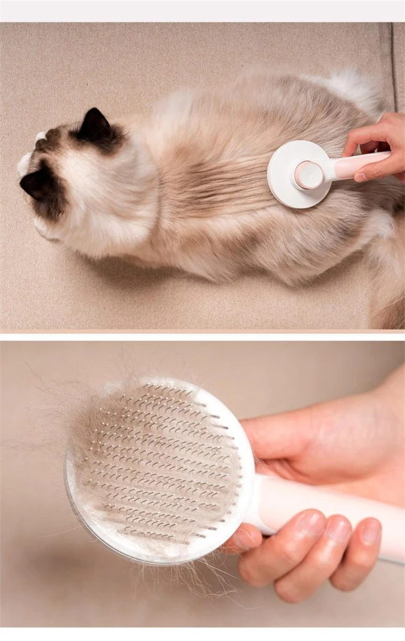 nefertiya Kavis Uçlu Kedi Köpek Banyo Ve Tarama Tarağı Kendini Temizleyen Tüy Toplama Fırçası