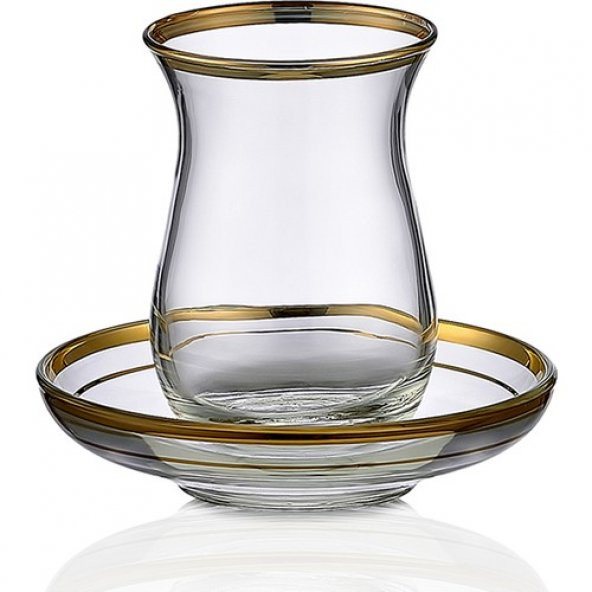 Kcd Bolero Altın 6 Kişilik 12 Parça Çay Bardak Seti - Resim 2