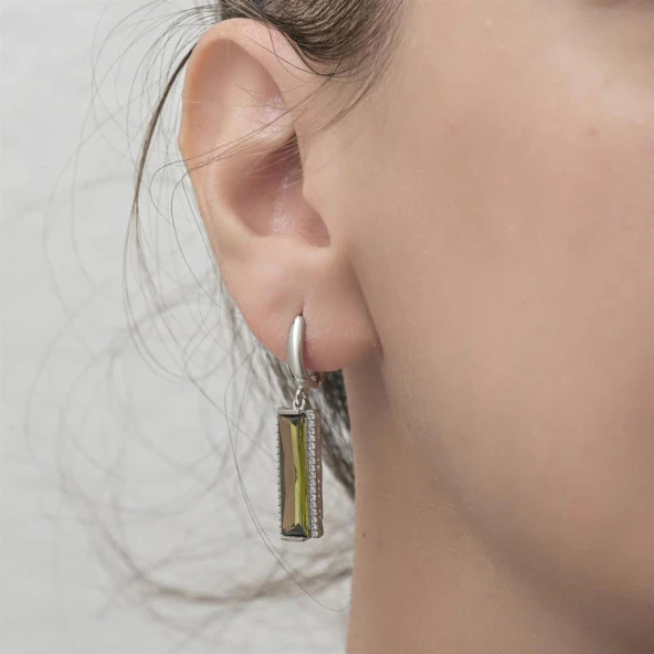 Zultanite Baget Taşlı 925 Gümüş Küpe - 2