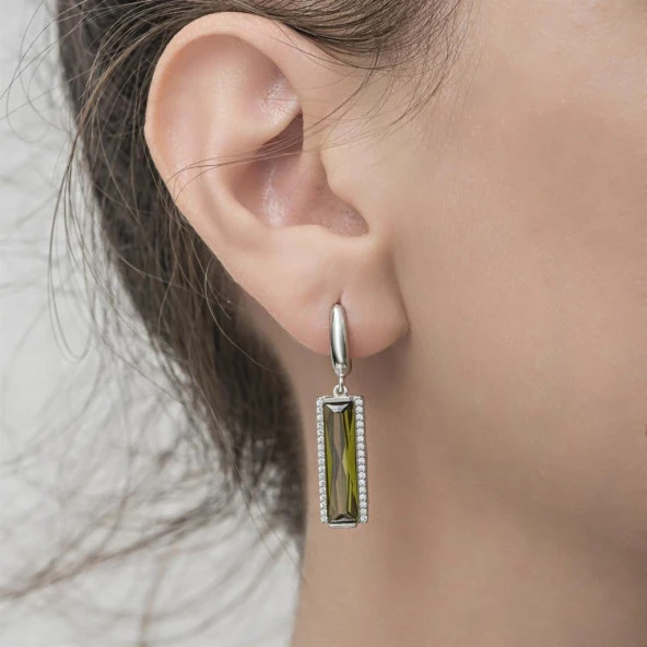 Zultanite Baget Taşlı 925 Gümüş Küpe - 4