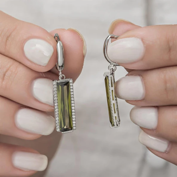 Zultanite Baget Taşlı  925 Gümüş Küpe - 6