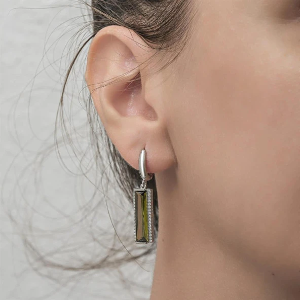 Zultanite Baget Taşlı  925 Gümüş Küpe - 8