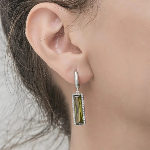 Zultanite Baget Taşlı 925 Gümüş Küpe - 10