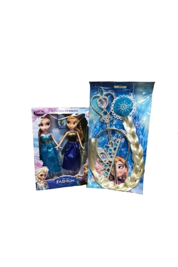 Suden Frozen Karlar Ülkesi Anna Elsa Bebek 24 cm Taç Asa Saç Setiyle