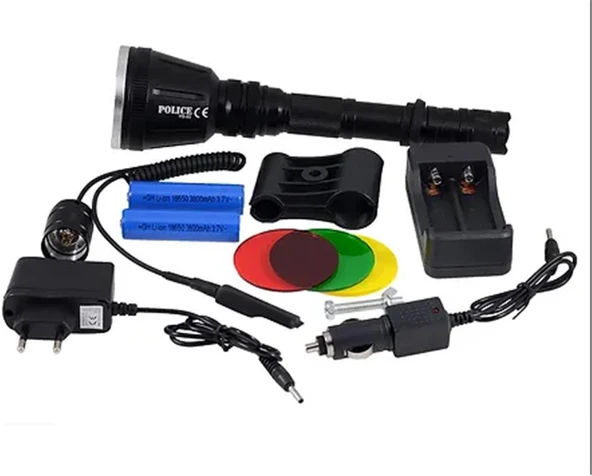 Polıce PS-93 T6 Led Tüfek Aparatlı Şarj Edilebilir(3 Renkli Cam) ürün görseli