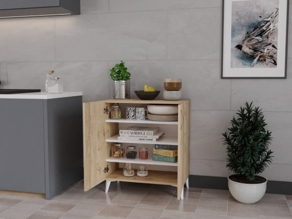 Baby Darling 100 MDF Oniks 4 Bölmeli Çok Amaçlı Mutfak ve Kiler Dolabı Meşe