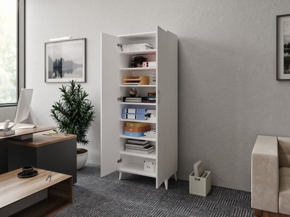 Baby Darling 100 MDF Alte 8 Bölmeli Çok Amaçlı Ofis Dolabı Beyaz