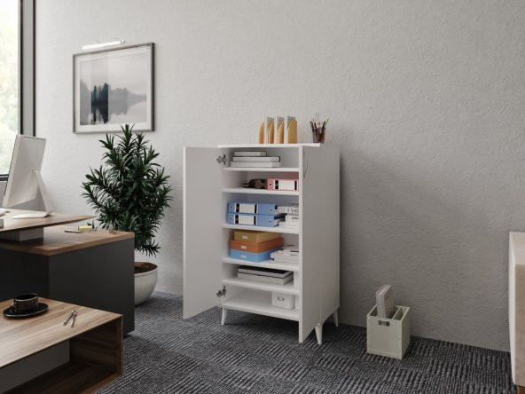 Baby Darling 100 MDF Medio 6 Bölmeli Ofis Dolabı Beyaz