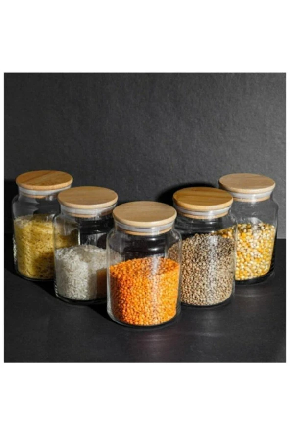 Gönül Porselen Bambu Kapaklı Cam Kavanoz 6'lı 800 ml G2735 - 2