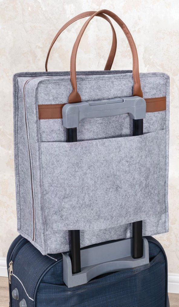 Derili Lüks Keçe 6 lı Bavul Organizer Seyahat Çantası Gri 104263 - 2