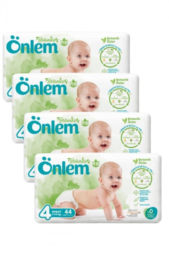 Önlem Botanika 4 Numara Maxi Bebek Bezi Jumbo Paket 44 Adet (7-14 kg)x 4 Paket