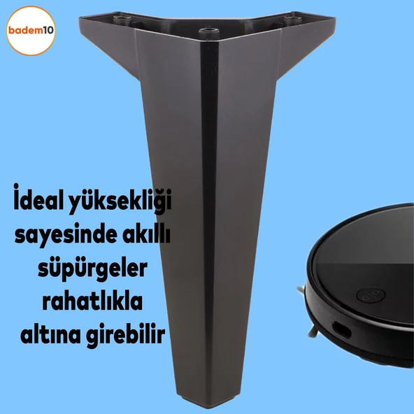 Sedir Lüks Mobilya Kanepe Tv Ünitesi Koltuk Ayağı 18 Cm Siyah Konsol Ayakları - 3