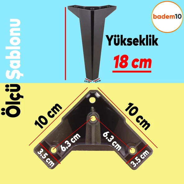 Sedir Lüks Mobilya Kanepe Tv Ünitesi Koltuk Ayağı 18 Cm Siyah Konsol Ayakları - 4