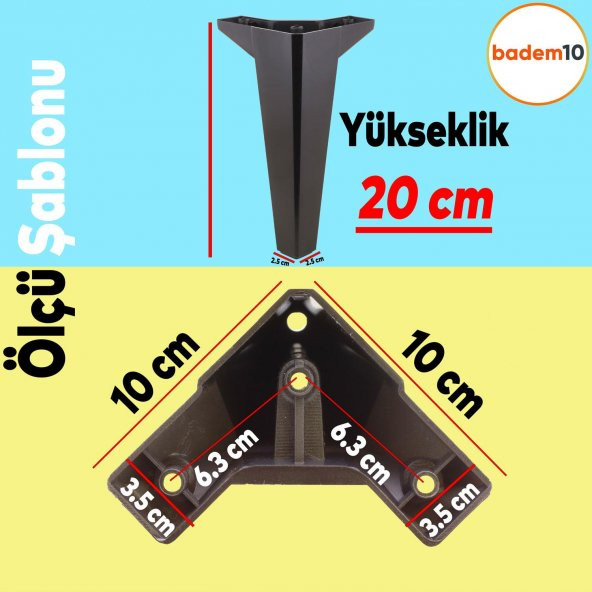 Sedir Lüks Mobilya Kanepe Sehpa TV Ünitesi Koltuk Ayağı 20 cm Siyah Baza Ayak - 4