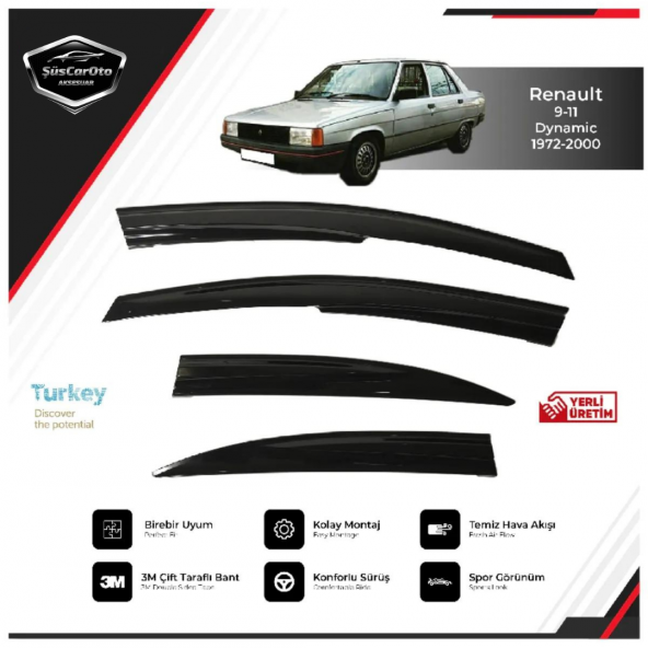 Renault 9-11 Broadway Fairway Spring Flash Tüm Kasalar İçin Uyumlu Mugen Cam Rüzgarlığı Seti 4lü İthal - 4