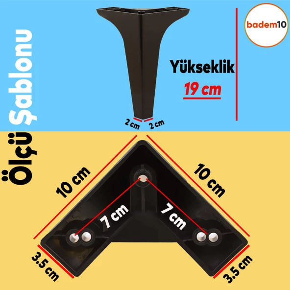 Sedef Lüks Mobilya Kanepe Tv Ünitesi Konsol Koltuk Ayağı 19 Cm Siyah Ayakları - 4