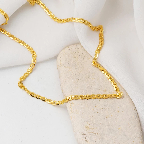 14 Ayar Mariner Altın Zincir - 65 cm - Resim 6