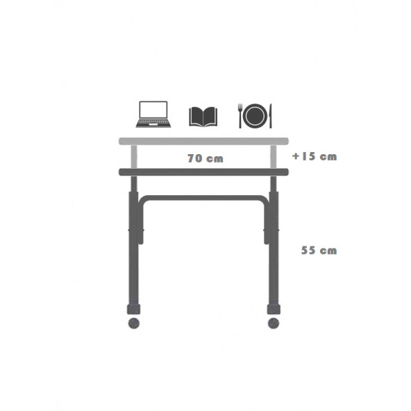 servetavcı Yükseklik Ayarlı Laptop Sehpası ve Çalışma Masası - Ceviz (Tekerli) - 3
