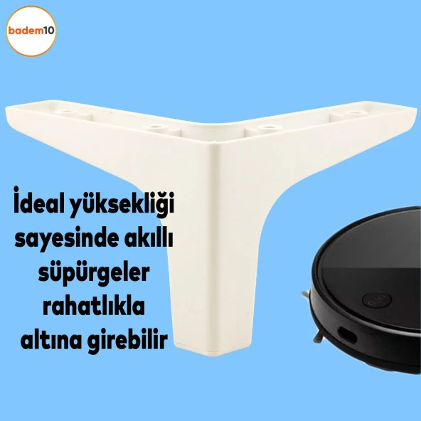 Sedef Lüks Mobilya Kanepe Sehpa Tv Ünitesi Koltuk Ayağı 12 Cm Beyaz Baza Ayakları - 3