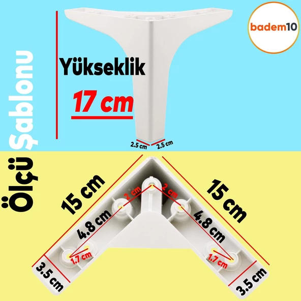 Sedef Lüks Mobilya Kanepe Tv Ünitesi Konsol Koltuk Ayağı 17 Cm Beyaz Baza Ayakları - 4