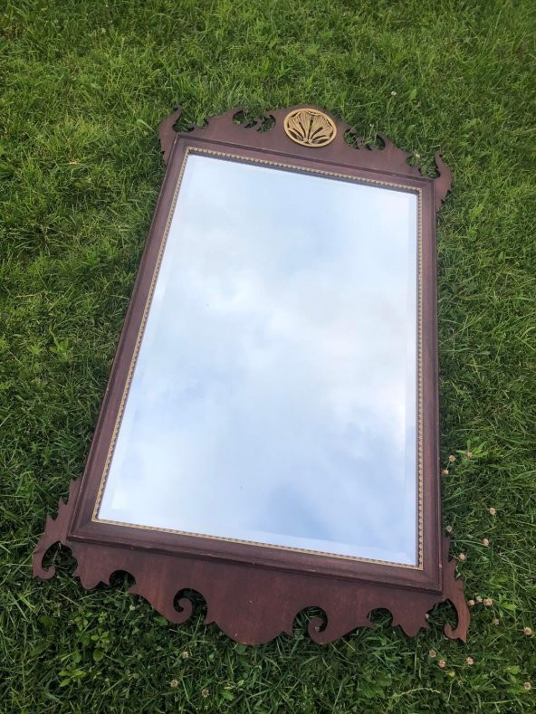 Vintage Ahşap Oyma Desenli Çerçeveli Ayna 71,5x123 cm - 2