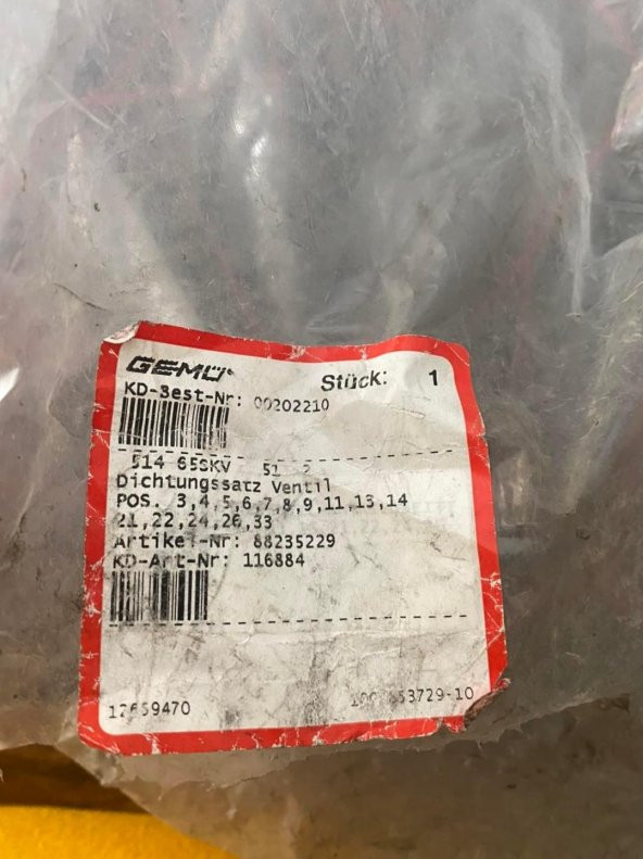 Gemü Hava Sıvı Valfi Pirinç Bağlantı Adaptörü 17mm - 8