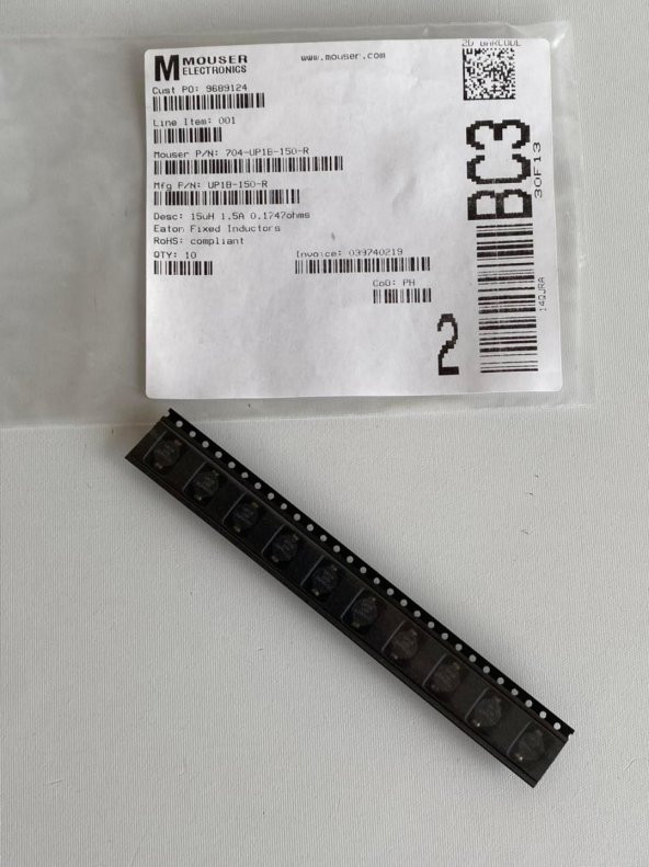 Eaton UP1B-150-R Sabit İndüktör 15uH 1.5A 0.1747ohms 10 Adet - Resim 2