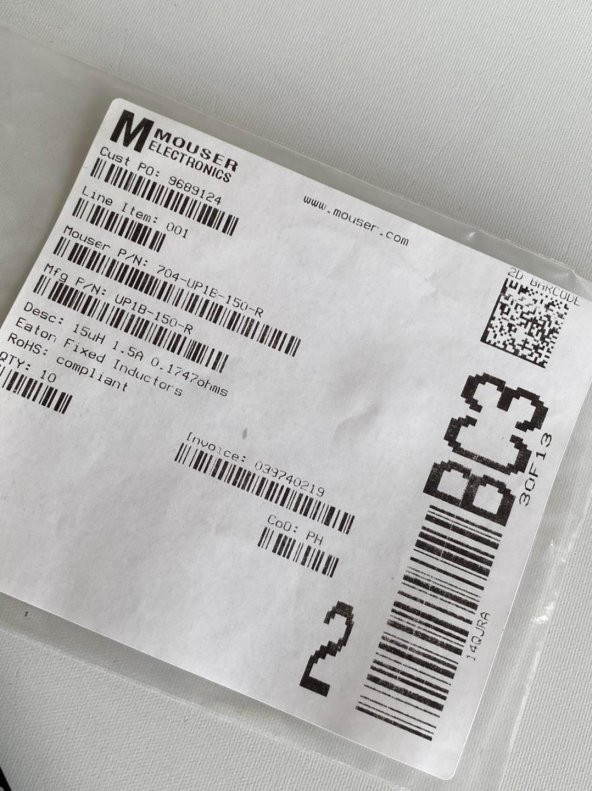 Eaton UP1B-150-R Sabit İndüktör 15uH 1.5A 0.1747ohms 10 Adet - Resim 3