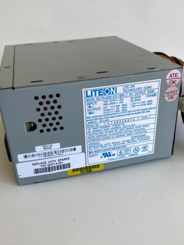 Hp ML330G3 300W Güç Kaynağı 324714-001 - Liteon PS-5032-2V3 Power Supply - 3