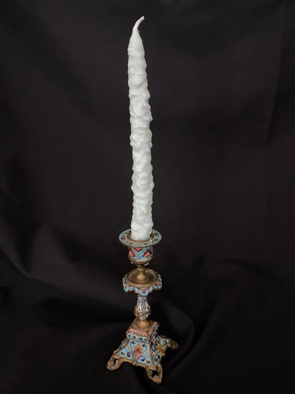 Çift Renkli Alevli Kar Masalı Şamdan Mumu 20 cm (Nil Yeşil) - 2