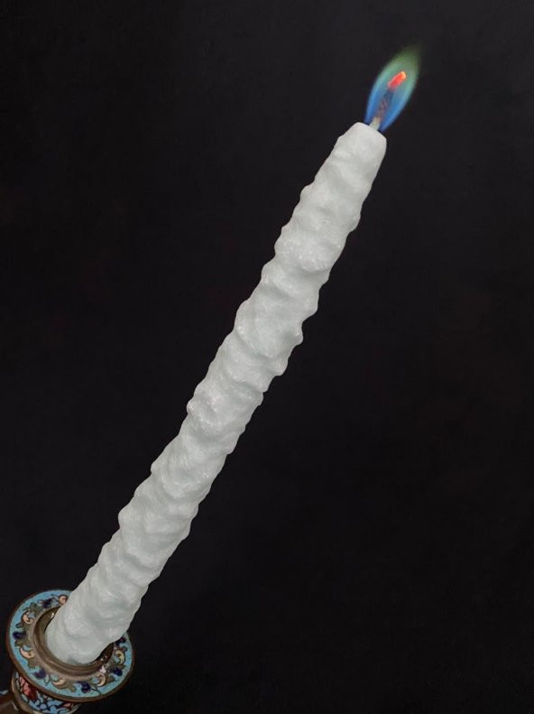 Çift Renkli Alevli Kar Masalı Şamdan Mumu 20 cm (Nil Yeşil) - 3