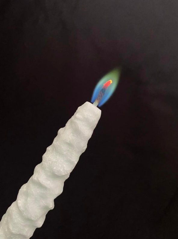 Çift Renkli Alevli Kar Masalı Şamdan Mumu 20 cm (Nil Yeşil) - 4